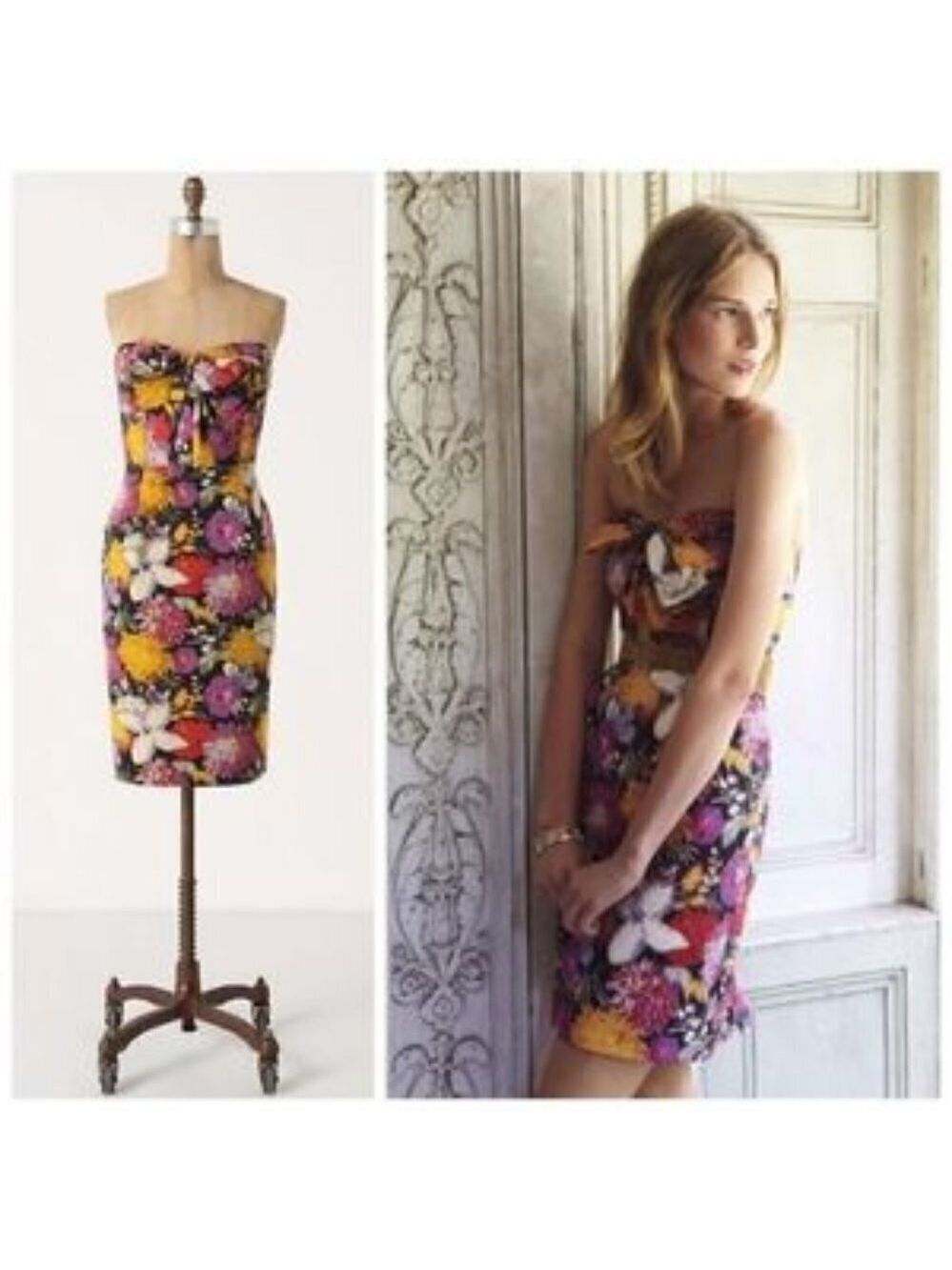 Anthropologie Moulinette Soeurs Tropica Floral Jacquard Strapless Mini Dress 0